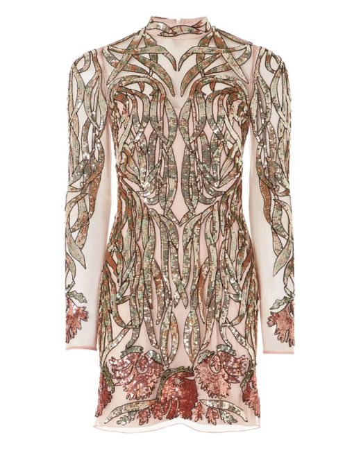 Temperley London Natural Suzani Sequin-Embellished Mini Dress