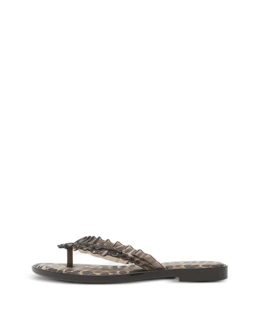Melissa White Ruffled Leopard-Print Flip Flops