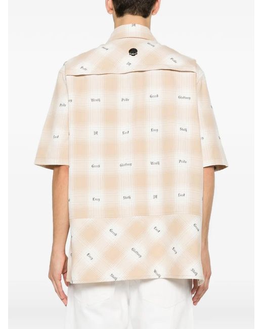 John Richmond White Check-Print Short-Sleeve Shirt for men