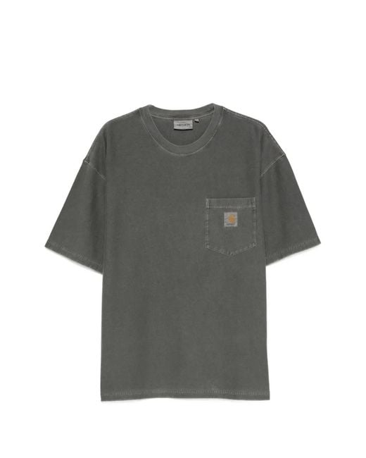 Carhartt Gray Logo-Patch Pocket T-Shirt for men
