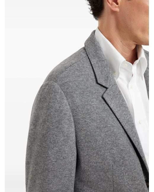 Brunello Cucinelli Gray Wool Single-Breasted Jacket for men