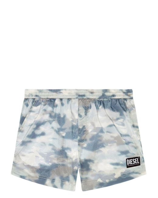 DIESEL Blue Utilitarian-print Swim Shorts for men