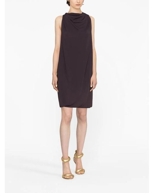 Lanvin Purple Knee Scarf Dress Twisted Back