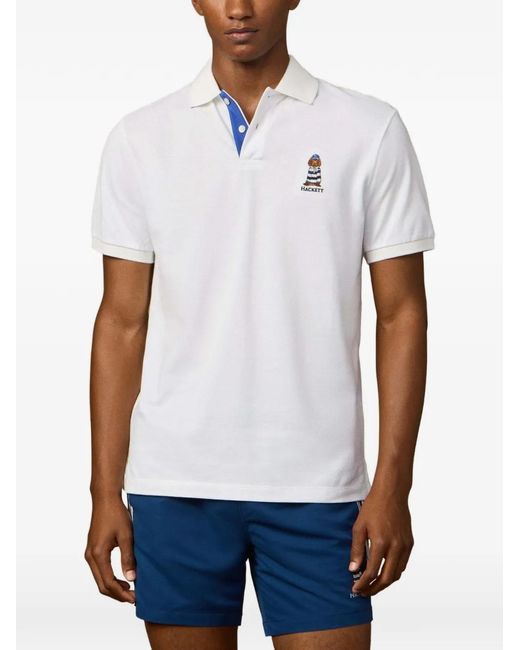 Hackett White Heritage Harry Polo Shirt for men