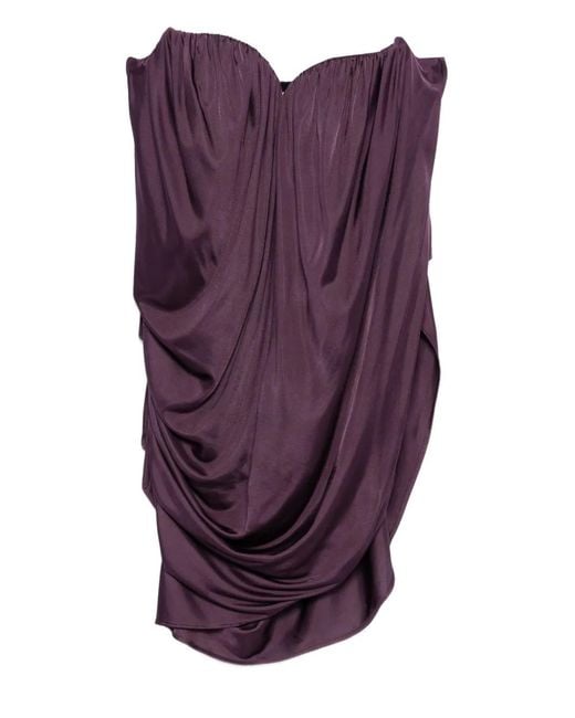 GIUSEPPE DI MORABITO Purple Draped Strapless Top