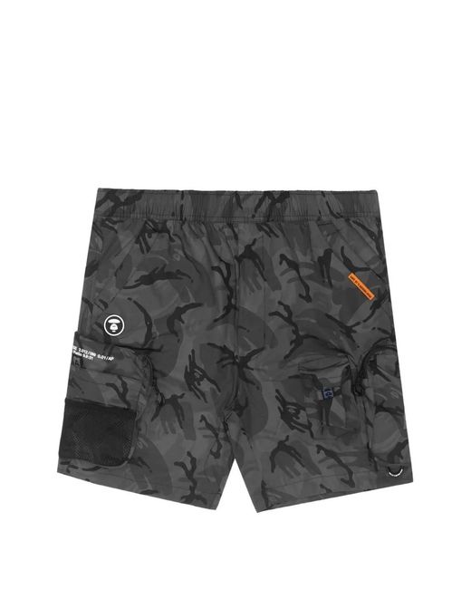 Aape By A Bathing Ape Gray Moonface-Patch Cargo Shorts for men