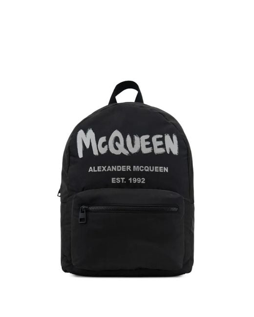 Alexander McQueen Black Sac À Dos À Logo Imprimé for men