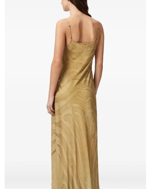 AllSaints Natural Robe Longue Leona À Imprimé Zébré