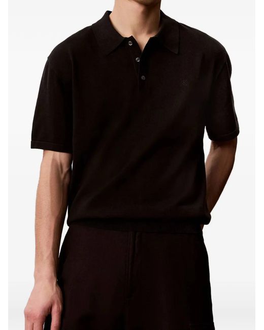 Calvin Klein Black Short-Sleeve Logo-Embroidered Polo Shirt for men