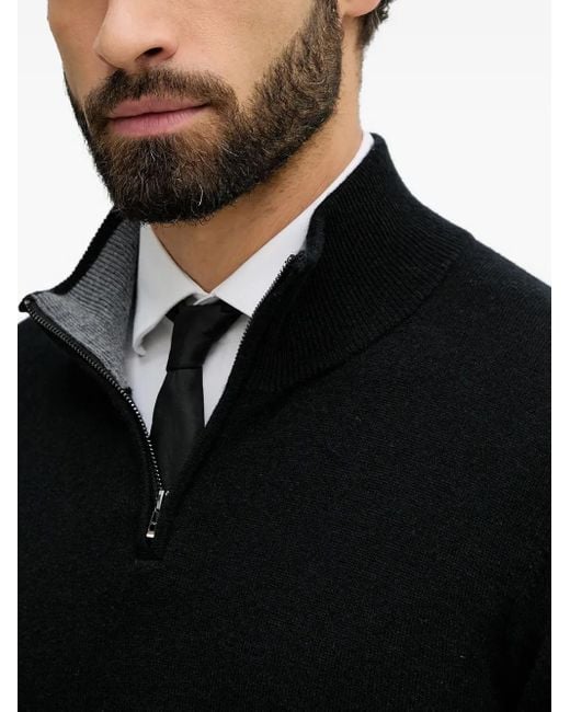 Boss Black Zip-Up High-Neck Sweater for men