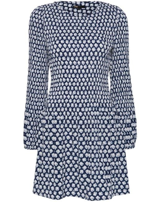 Maje Blue Clover-print Mini Dress