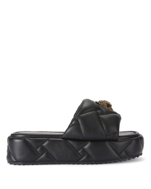 Kurt Geiger Black Kensington Puff Leather Flatform Sandals