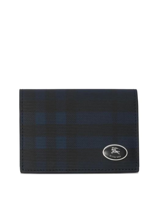 Burberry Black Check-Pattern Knight-Detail Cardholder for men