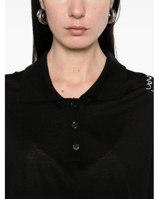Marni Black Knitted Polo Top