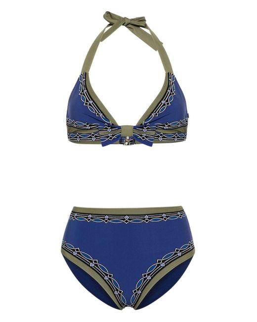 Etro Blue Geometric-print Bikini