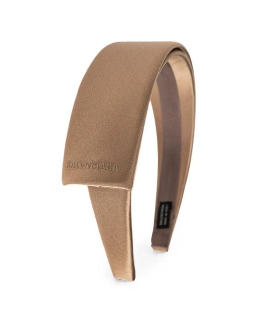 Balenciaga Natural Serre-Tête Satiné À Logo Brodé