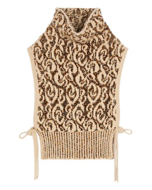 Dries Van Noten Natural Jacquard Bib Sweater
