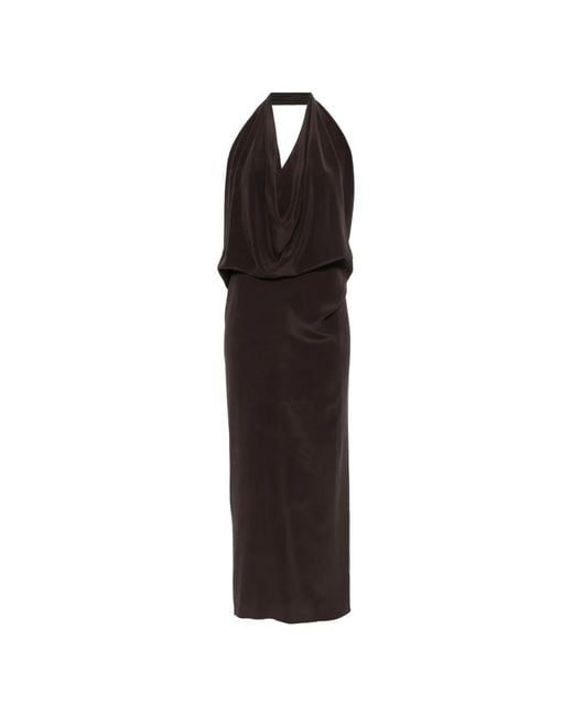 Alysi Black Sleeveless Draped Maxi Dress