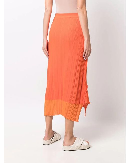 Stella McCartney Orange Two-Tone Fine-Ribbed Skirt