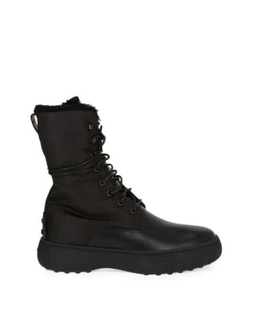 Tod's Black Gommino Lace-Up Ankle Boots