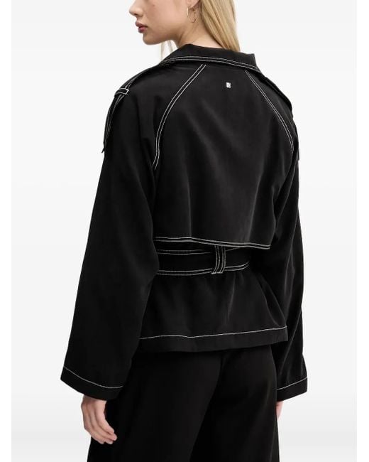 HUGO Black Belted Double-Breasted Coat