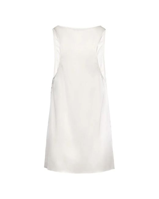 MEDEA White Button-Placket Sleeveless Mini Dress