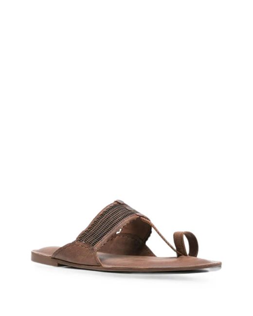 Injiri Brown Braided Toe-Loop Sandals