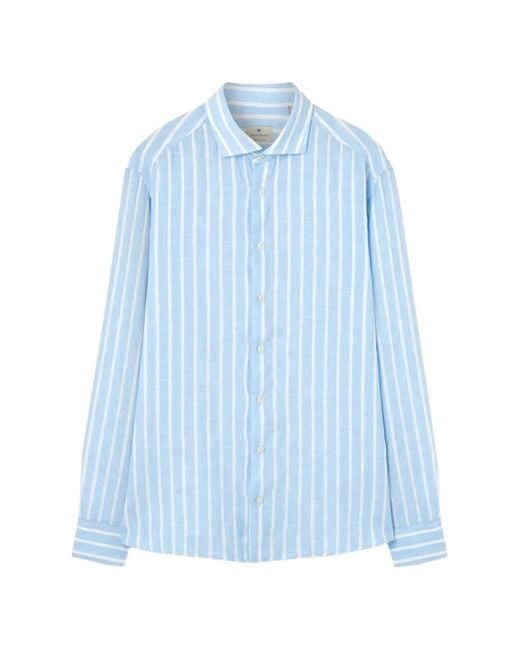 BASTONCINO Blue Vertical-Stripe Long-Sleeve Shirt for men