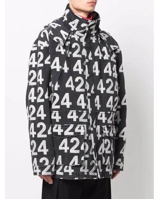 424 Blue All-Over Logo Print Jacket for men