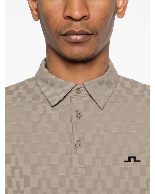 J.Lindeberg Gray Kofe Checkered Short-Sleeve Polo for men