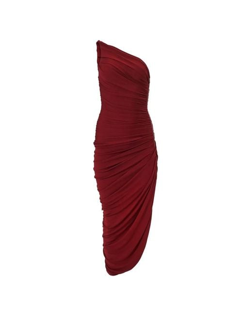 Carolina Herrera Red Asymmetric Ruched One-Shoulder Jersey Dress