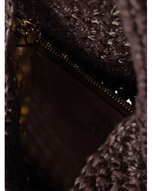 Borsa Tote Intrecciata di Miu Miu in Brown
