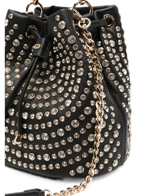 La Carrie Black Andromeda Crystal-Embellished Bucket Bag