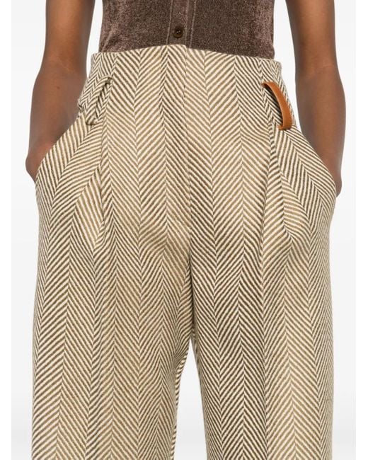 Forte_forte Natural Herringbone Pleated Trousers