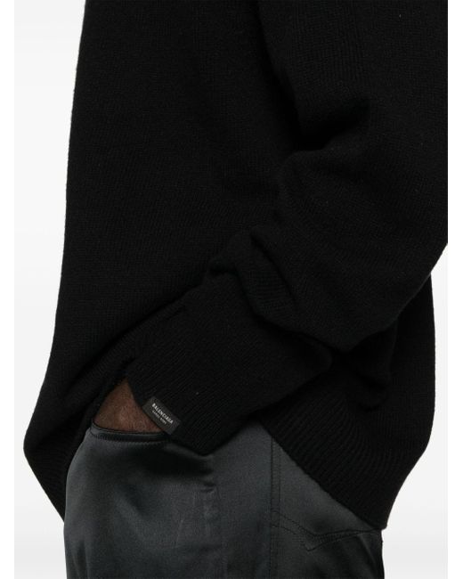 Balenciaga Black Drop-shoulder Ribbed Jumper for men