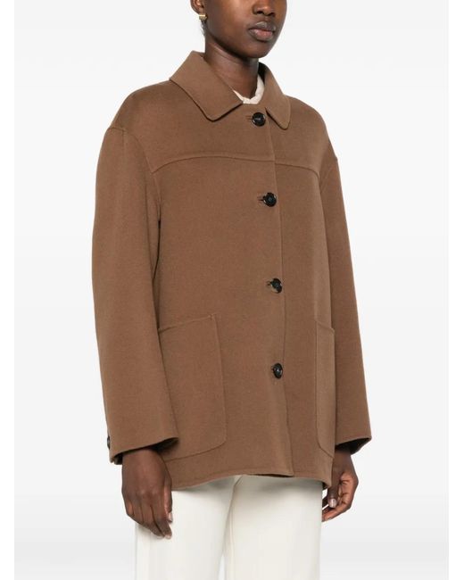 Max Mara Brown Button-Fastening Patch-Pocket Jacket