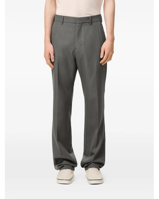 AMI Gray Wool Straight Trousers for men