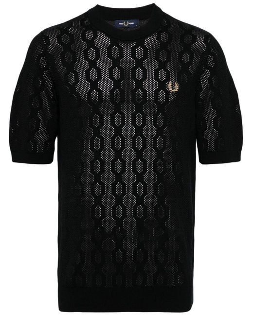 メンズ Fred Perry Logo-embroidered Cotton T-shirt Black