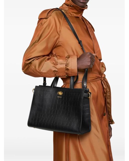 Burberry Black Cotswolds Crocodile-Effect Mini Tote Bag