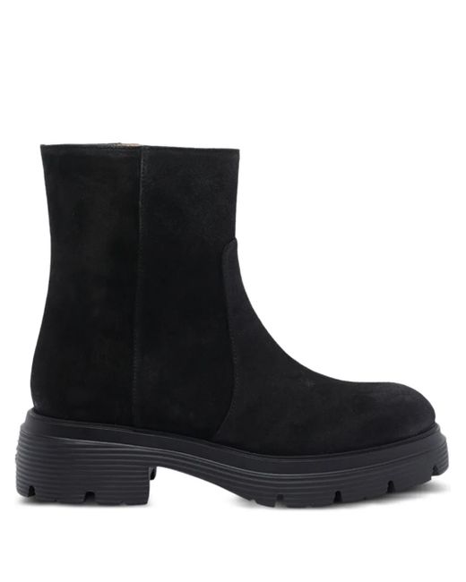 Stuart Weitzman Black Zip-Detail Suede Boots