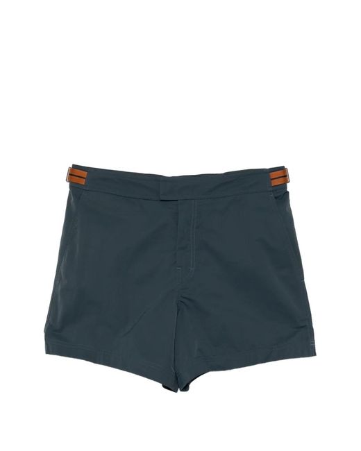 Zegna Blue Buckle-Fastening Swim Shorts for men