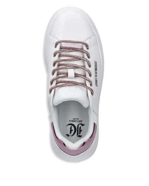 Just Cavalli White Rhinestone-Embellished Sneakers