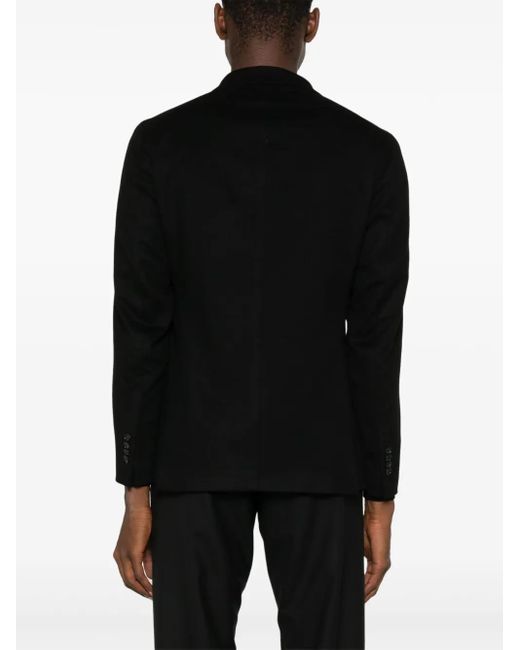 Tagliatore Black Brooch-Detail Virgin Wool Blazer for men