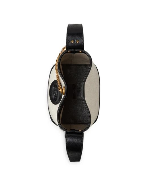 Versace Black Pivot Mini Canvas Bucket Bag