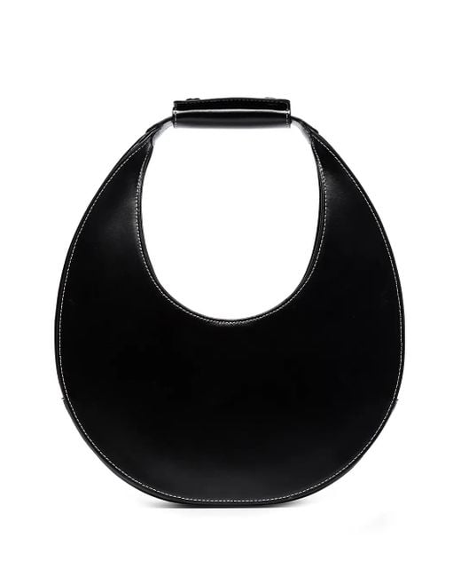 Staud Black Moon Leather Tote Bag