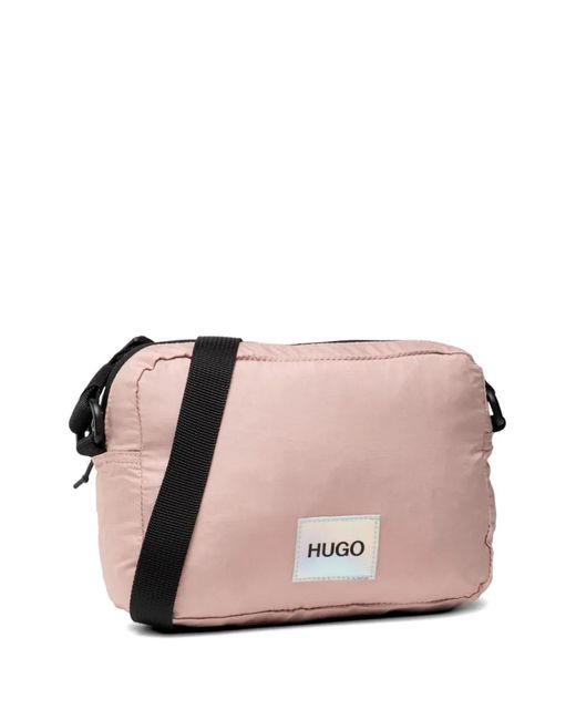 Boss Pink Schultertasche Mit Logo-Patch
