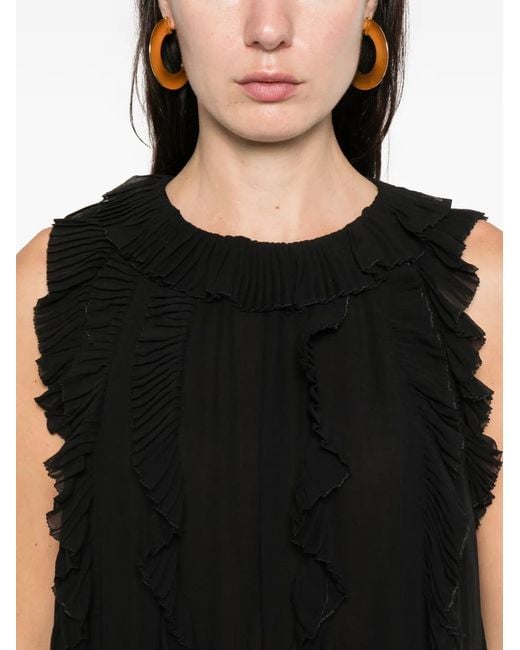 Ulla Johnson Mini-Jurk Met Ruches in het Black