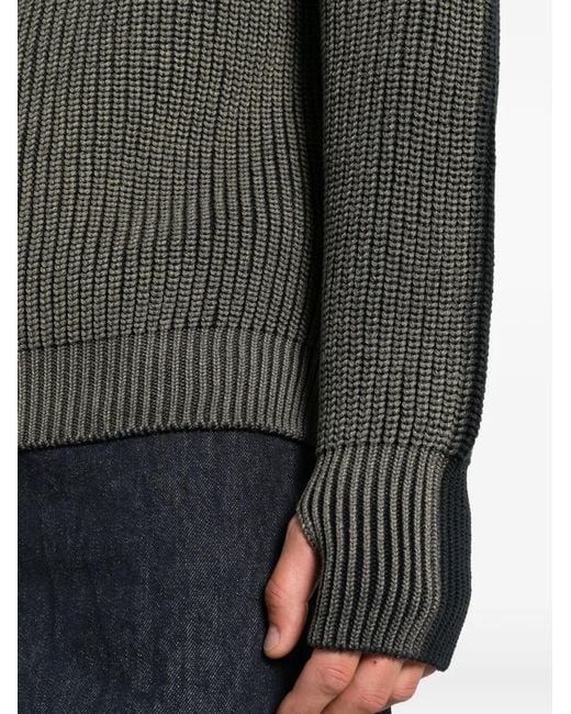 Comme des Garçons Gray Ribbed-Knit Raglan-Sleeve Sweater for men