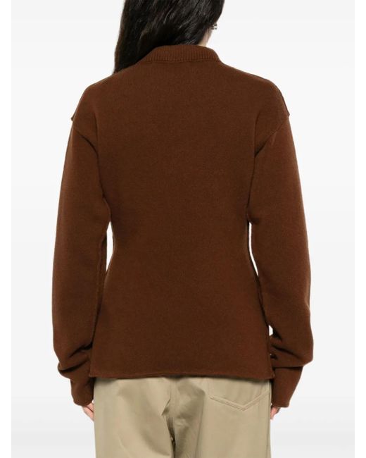 Sofie D'Hoore Brown Round-Neck Wool Sweater