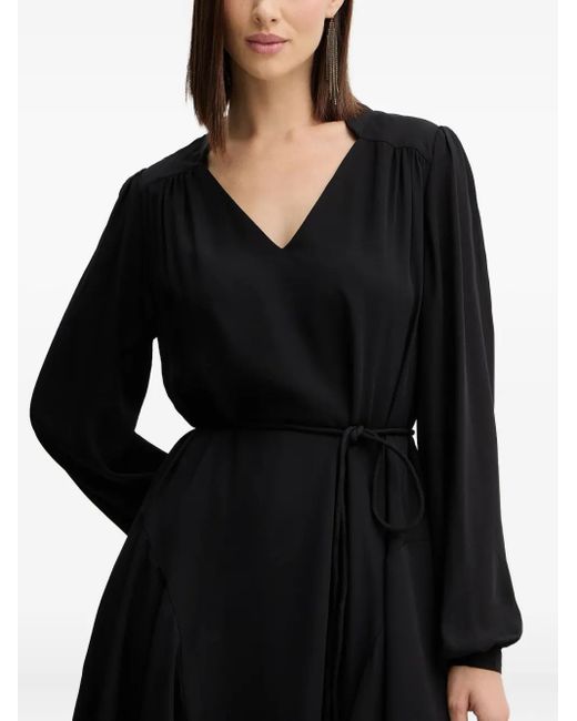 Guess Black V-Neck Tie Mini Dress